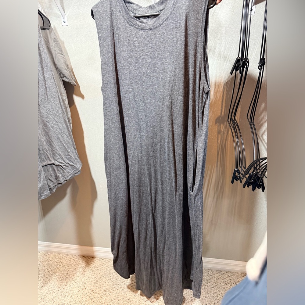 ⚡️ Gray Sleeveless Maxi Dress 2XL Soft Stretch Casual Lounge